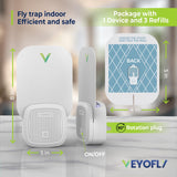 VEYOFLY Indoor Flying Insect Trap - Plug-in Bug Light Trap for Fruit Flies, Gnats and Houseflies - Odorless and Mess Free (1 Device + 3 Glue Boards)