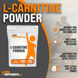 BULKSUPPLEMENTS.COM L-Carnitine Powder - Carnitine Supplement, L Carnitine 1000mg, Carnitine Powder - Amino Acids Supplement, Energy Support - Gluten Free, 1g per Serving, 500g (1.1 lbs)