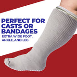 Extra Wide Socks for Swollen Feet Women, Diabetic Socks for Women 9-11, Hospital Socks with Grips for Women, Non Slip Socks Womens, Non Skid Socks for Seniors, Cast Socks Over Cast - 2 Pairs Gray