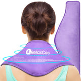 RelaxCoo Neck Ice Pack Wrap, Reusable Gel Ice Pack for Neck Shoulders, Cold Compress Therapy for Pain Relief, Injuries, Swelling, Bruises, Sprains, Inflammation and Cervical Surgery Recovery Purple