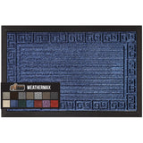 Gorilla Grip 100% Waterproof All-Season WeatherMax Doormat, Durable Natural Rubber, Stain and Fade Resistant, Low Profile, Indoor Outdoor Door Mats, Easy Clean Entrance Mat, 17x29, Navy Greek Keys