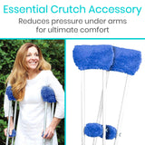 Vive Sheepskin Crutch Pads & Hand Grips for Adults, Kids, Crutches, Armpits - Accessories Knee Scooter Foot Injuries Pillow for 5ft Medical 6 feet Youth Padding Arm Underarm Folding Walking Crutches