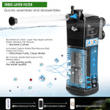 AQQA Aquarium Internal Filter, Submersible Power Filter in-Tank with Adjustable Water Flow, Ultra Silent Biochemical Sponge Filtration for Fish Tank Water Clean