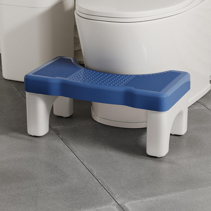 Kzeirm Toilet Stool Poop Stool for Squatting Posture, 7" Portable Plastic Toilet Potty Stool for Adults, Toilet Stool Squat Adult with Non-Slip Mats, Pooping Foot Step Stool for Kids Seniors, Blue