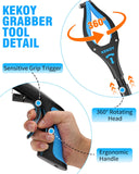 40inch Grabber Reacher, Kekoy Foldable Grabbers for Elderly Grab it Reaching Tool Heavy Duty, Anti-Slip Rotating Jaw with Magnet, 4" Wide Claw Opening Reachers for Seniors(Blue)