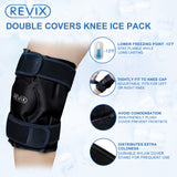 REVIX Ice Wraps for Knee Pain Relief Reusable, Knee Ice Pack with Cold Compress Therapy for Knee Replacement Surgery, Injuries, Swelling, Bruises and Arthritis, Black