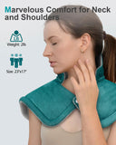 Neck Heating Pad for Neck Shoulder Pain Relief Birthday Christmas Gifts for Women Mom Men Dad 2lb Electric Weighted Heating Pad 6 Heat Setting 2H Auto-Off Home Office Blue Green
