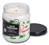 Peppermint Odor Eliminating Highly Fragranced Candle - Eliminates 95% of Pet, Smoke, Food, and Other Smells Quickly - Up to 80 Hour Burn time - 12 Ounce Premium Soy Blend