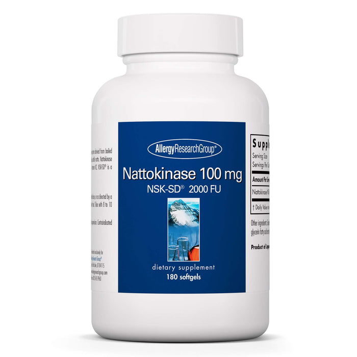 Allergy Research Group - Nattokinase Supplement NSK-SD 2000 FU, 100mg - Cardiovascular/Circulatory Health - 180 Softgels