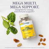 Solaray Mega Multi Mineral, Daily Mineral Complex with Calcium, Iron, Magnesium, Zinc, and More in Highly Absorbable Chelated Forms, Overall Health and Immune Support, 50 Servings, 200 Capsules