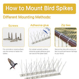 SEEKSEE 10 Pack Bird Spikes –13 inch Pigeon Spikes Anti-Bird Nails Bird Repellent Metal Bird Deterant Spinners of Stainless Steel Bird Spikes for Pigeon and Other Small Birds (10.8 Feet)