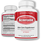Acnetame Acne Pills- Vitamin Supplements for Acne Treatment- Natural Clear Skin from Hormonal Cystic Pimples- Oily Skin Vitamins Pill for Women, Teen, Men, & Adults 60 Tablets