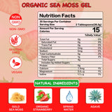 Sea Moss Gel,Organic Raw Irish Seamoss Gel Advanced Superfood,Immune and Digestive Support,Vitamin and Minerals Supplement(Strawberry,18.5OZ)