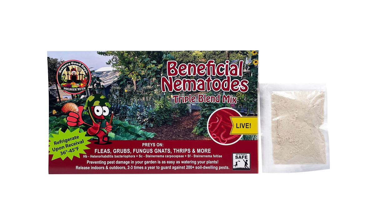 NaturesGoodGuys Beneficial Nematodes Triple Blend Pack HB+SC+SF - General Biological Pest Control (10 Million)