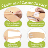 Uminyoo 8pcs Castor Oil Pack Wrap, Reusable Castor Oil Organic Cotton Pack Liver Detox Insomnia Constipation and Inflammation for Neck Arms Waist Knee with Adjustable Elastic Strap (Beige)