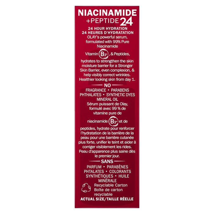 Olay Niacinamide + Peptide 24 Anti-Wrinkle Serum, Fragrance-Free, 1.3oz FL