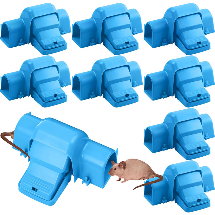 Kittmip 8 Pcs Dual Entry Large Rat Traps Tunneled Safe Pest Rat Control Rat Trap Indoor and Outdoor Pet and Child Safe Rat Traps for Home Quick Effective Mouse Catcher Sanitary (Blue)