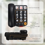 Landline Phone Corded Telephone for Seniors House Phones with Photo Buttons, One-Touch Dialing, Big High-Contrast Buttons, Flashing Alerts, with Speakerphone Loud Ringers Phone for Elderly (Black)