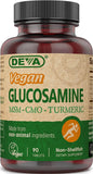 DEVA Vegan Glucosamine-MSM-CMO & Turmeric Supplement - Gluten Free Plant Based Nutritional Supplement - 90 Tablets (Pack of 2)