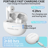 DROWELL EAR Hearing Aids, Hearing Aids for Seniors Rechargeable with Noise Cancelling Hearing Amplifiers for Seniors & Adults Hearing Loss with Portable Charging Case White