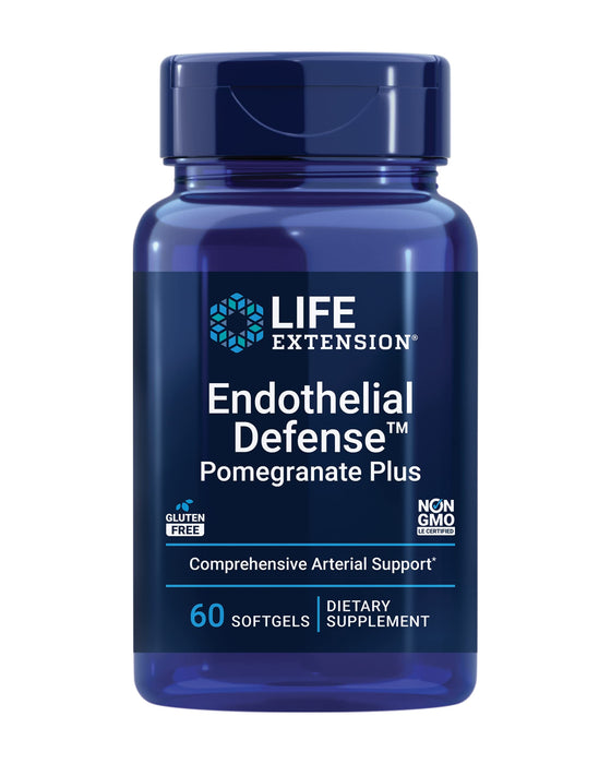 Life Extension Endothelial Defense Pomegranate Plus – Pomegranate Seed, Flower And Fruit Extract Formula Supplement for Heart and Endothelial Health – Gluten-Free, Non-GMO – 60 Softgels