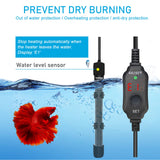 YukiHalu Small Submersible Aquarium Heater, Adjustable Mini Fish Tank Heater 25W 50W 100W 200W 300W with External Temperature Controller, LED Display, Used for 5/10/20/40/60 Gallons (200 Watts)