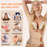 Castor Oil Pack for Waist, Chest and Thyroid Neck, 4 Pack Reusable Cotton Organic Castor Oil Pack for Liver Detox with Adjustable Elastic Strap and Zipper, Anti Oil Leak Essential Oil Pack