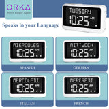 ORKA Talking Clock. Voice Recordable Medication Pill Reminder. Talking Alarm Clock for Dementia, Hearing, Visually impaired Seniors-Digital Day Clock with Multiple Customized Alarms Ex Large White