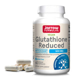 Jarrow Formulas Glutathione Reduced 500 mg - 60 Veggie Capsules - Intracellular Antioxidant - Quality Glutathione Supplements - Supports Recycling of Vitamins C & E - Non-GMO - Gluten Free - Vegan