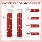 12 Pcs Sticky Fly Trap Fly Stick Indoor Outdoor Long Lasting Adhesive Fly Catcher with Hanging Hook for Wasps Gnats Bugs Insects Moths Fruit Flies Mosquitoes Spiders Fleas (Red, White)