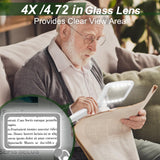 Rechargeable 4X Magnifying Glass for Reading, Handheld Page Magnifying Glass with Light for Low Vision Seniors, Lightweight LED Magnifier for Reading Books/Newspaper/Small Print