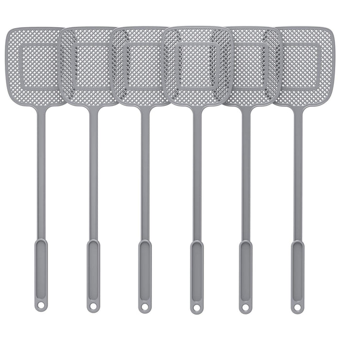 MR.SIGA Heavy Duty Long Handle Fly Swatter, Gray, 6 Pack