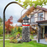 wtreew Solar Lighthouse Bird Feeder with Rotating Beacon - 14" Hanging Mesh Wild Bird Feeders for Eaves, Balcony, Trees, Hooks, Best Bird Feeder Gifts for Bird Lovers,Women,Kids,Elderly(Retro Black)