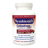 Symbiotics Colostrum 120ct Chewables Plus - Immunity Support for Adult & Kids - Lactoferrin Supplement & Colostrum Protein - Supports Digestion & Gut - 25% lgG Antibodies, Gluten Free - Wild Cherry