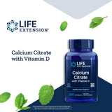 Life Extension Calcium Citrate with Vitamin D - Super Absorbable Bone Health D3 Calcium Supplement for Men & Women - for Bones Density & Muscle Function - Gluten-Free, Non-GMO – 200 Capsules