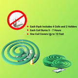 W4W Mosquito Repellent Coils - Outdoor Use Reaches Up to 10 feet - Each Burns for 5-7 Hours (Three Pack Contains 12 coils & 6 Stands)