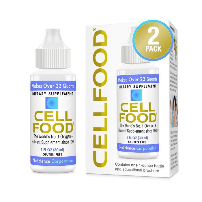 Cellfood Liquid Concentrate - 1 fl oz, 2 Pack - Oxygen + Nutrient Supplement - Supports Immune System, Energy, Endurance, Hydration & Overall Health - Gluten Free, Non-GMO, Kosher - Makes 22+ Quarts