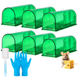 WHEELIO Mouse Traps, 6 Pack Humane Mouse Traps for Indoors and Outdoors, Reusable Live Catch and Release Mouse Traps with Cleaning Brush and Gloves, Quick, Effective and Easy to Clean