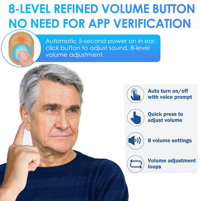 Hearing Aids, Rechargeable Hearing Aid for Seniors with Bluetooth Noise Cancelling, 16 Channel Digital Adults OTC Hearing Amplifier with 8 levels of Volume Control, Power Display Charging Case