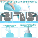 Jhua Foldable Toilet Aids for Wiping Portable Bidet Sprayer Bottle Set, Long Reach Bottom Buddy Wiping Aid Butt Buddy Wiper Tool with Carrying Bag Hook, Comfort Personal Hygiene Care for Home Travel
