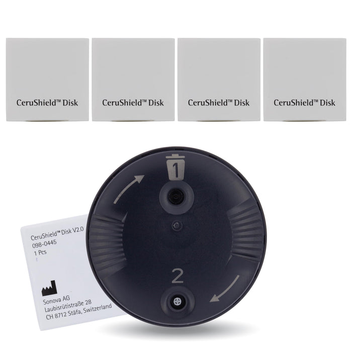 Genuine OEM Switzerland Wax Guards Filters, Cerushield Disk v2.0 098-0445 Accessories for Phonak Hearing Aid Audeo Marvel Paradise Lumity Hearing Aid only using SDS 4.0 receiver-4 pack/32 Filter Total