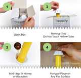 Trappify Hanging Fly Traps Outdoor: Fruit Fly Traps for Indoors | Fly Catcher, Gnat, Mosquito, & Flying Insect Catchers for Inside Home - Disposable Sticky Fly Trap for Indoor House Pest Control