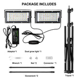 LBW Grow Light for Indoor Plants, Dual Heads Full Spectrum 200W LED, Auto On/Off Timer, 6 Dimmable Levels, 3 Switch Modes, Adjustable Tripod Stand 15-63 inches