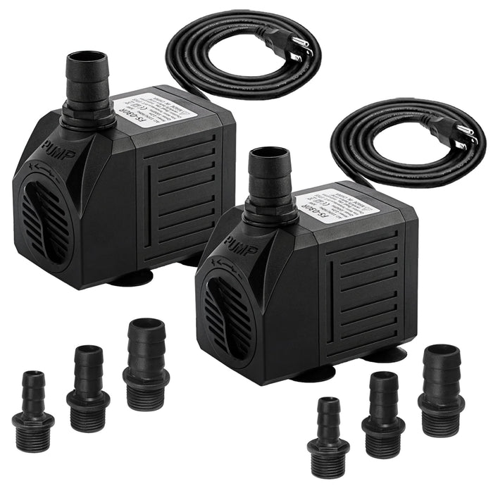 Yochaqute Aquarium Submersible Fountain Pump: 550GPH 30W Ultra Quiet Adjustable Water Pump with 6ft Power Cord for Small Pond | Fish Tank | Waterfall | Garden | Hydroponic (2 Pcs)