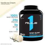 Rule 1 R1 Whey Blend, Vanilla Ice Cream - 4.95 lbs Powder - 24g Whey Concentrates, Isolates & Hydrolysates with Naturally Occurring EAAs & BCAAs - 68 Servings