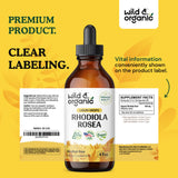 Rhodiola Rosea Tincture - Organic Rhodiola Supplement fot Stress & Mood Support - Rhodiola Root Liquid Extract - Vegan, Alcohol Free Drops - 4 fl oz