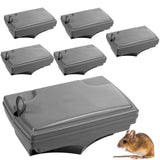 Qualirey 6 Pack Rat Bait Stations with 6 Keys Reusable Mouse Bait Stations Heavy Duty Bait Boxes for Rodents Outdoor Mouse Poison Holder Large Station Traps for Mice Pests, Bait Not Included (Grey)