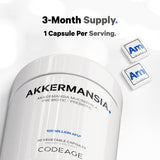 Codeage Akkermansia Muciniphila Probiotic Supplement - 3-Month Supply of Akkermansia Probiotic & Chicory Inulin - Daily Synbiotic Probiotic Chicory Root - 100 Million AFUs - Gluten-Free - 90 Capsules