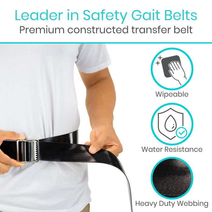 Vive Transfer Gait Belt (60"x2") - Assist Device with Quick Release Metal Buckle - Easy to Clean Wipeable and Waterproof- Medical Supply for Seniors, Elderly and Bariatric- Physical Therapy and Nurses