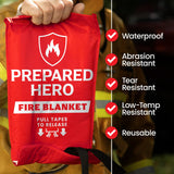 Prepared Hero Emergency Fire Blanket - 8 Pack - Fire Suppression Blanket for Kitchen, 40” x 40” Fire Blanket for Home, Fiberglass Fire Blanket.